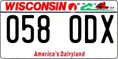 WI license plate 058ODX