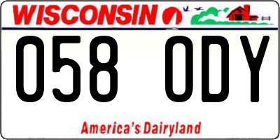 WI license plate 058ODY