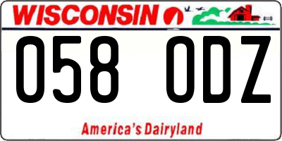 WI license plate 058ODZ