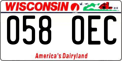 WI license plate 058OEC