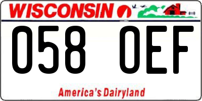 WI license plate 058OEF