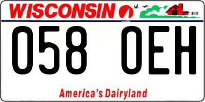 WI license plate 058OEH
