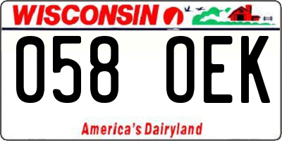 WI license plate 058OEK