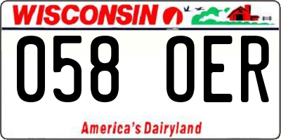 WI license plate 058OER
