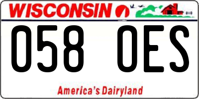 WI license plate 058OES