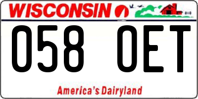 WI license plate 058OET