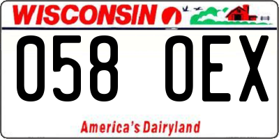 WI license plate 058OEX