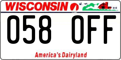 WI license plate 058OFF