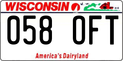 WI license plate 058OFT
