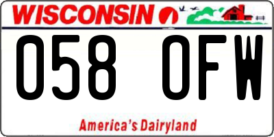 WI license plate 058OFW
