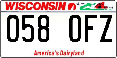WI license plate 058OFZ