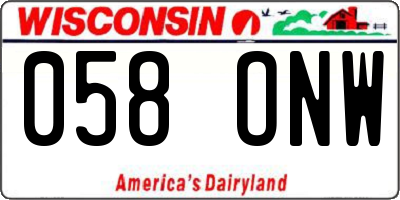 WI license plate 058ONW