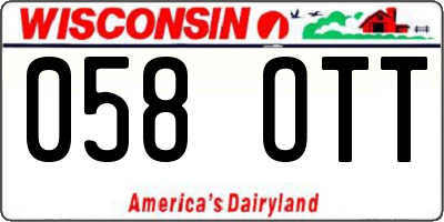 WI license plate 058OTT