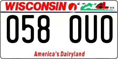 WI license plate 058OUO