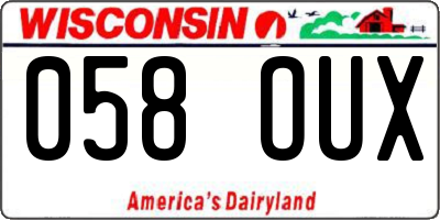 WI license plate 058OUX