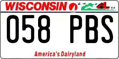 WI license plate 058PBS