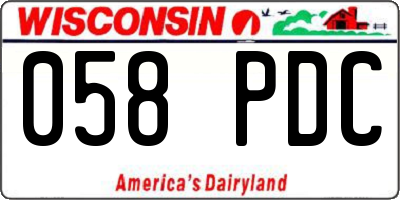 WI license plate 058PDC