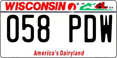 WI license plate 058PDW