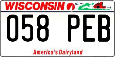 WI license plate 058PEB