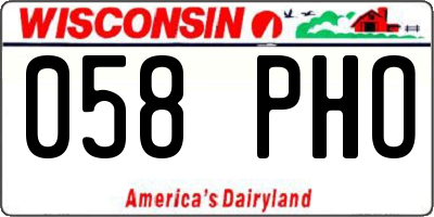 WI license plate 058PHO