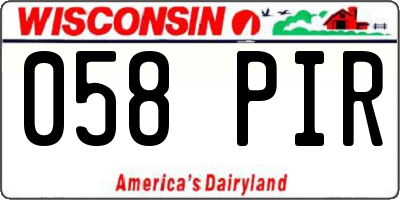 WI license plate 058PIR