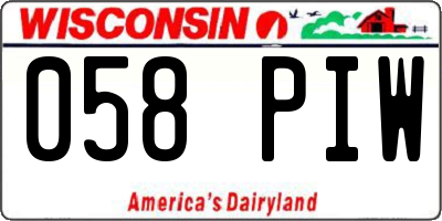 WI license plate 058PIW