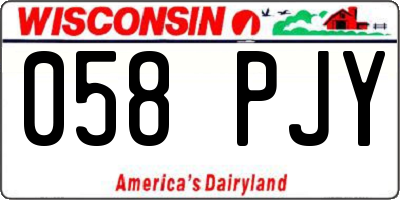 WI license plate 058PJY