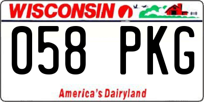 WI license plate 058PKG