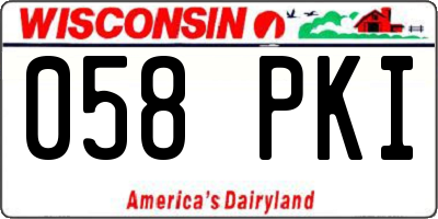 WI license plate 058PKI