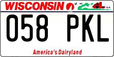 WI license plate 058PKL
