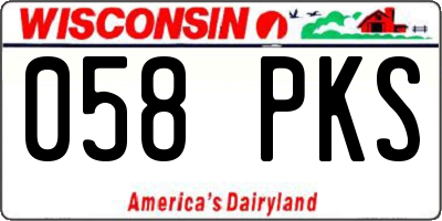 WI license plate 058PKS