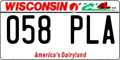 WI license plate 058PLA