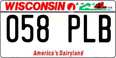 WI license plate 058PLB