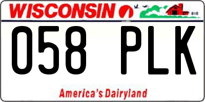 WI license plate 058PLK