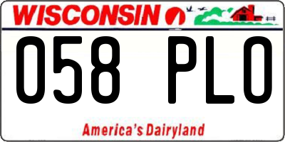 WI license plate 058PLO