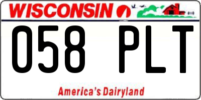 WI license plate 058PLT