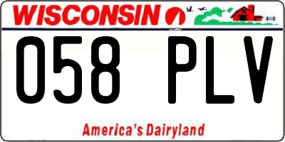 WI license plate 058PLV