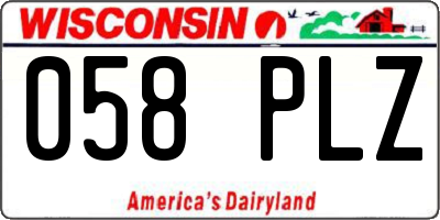 WI license plate 058PLZ