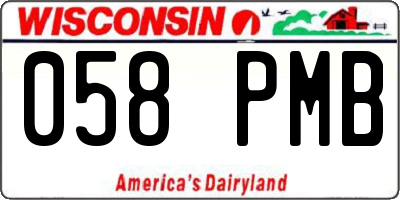 WI license plate 058PMB
