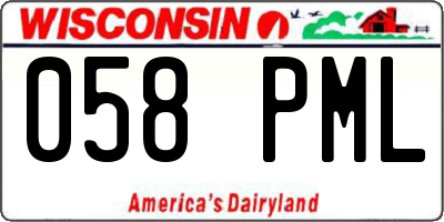 WI license plate 058PML