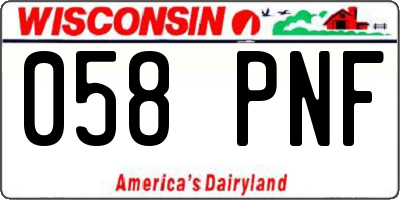 WI license plate 058PNF