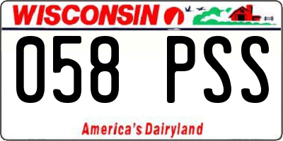 WI license plate 058PSS