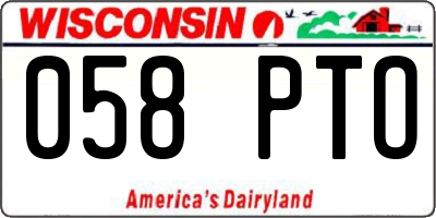 WI license plate 058PTO