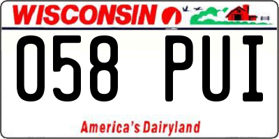WI license plate 058PUI