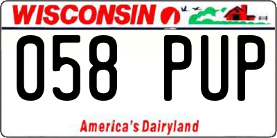 WI license plate 058PUP