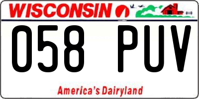WI license plate 058PUV