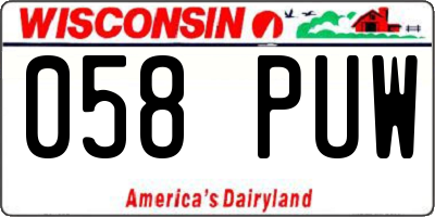 WI license plate 058PUW