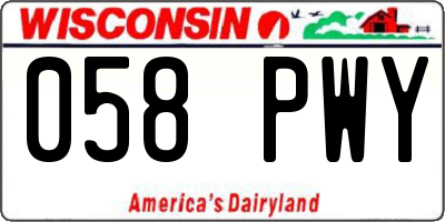 WI license plate 058PWY