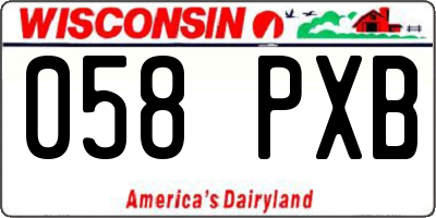 WI license plate 058PXB