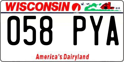 WI license plate 058PYA